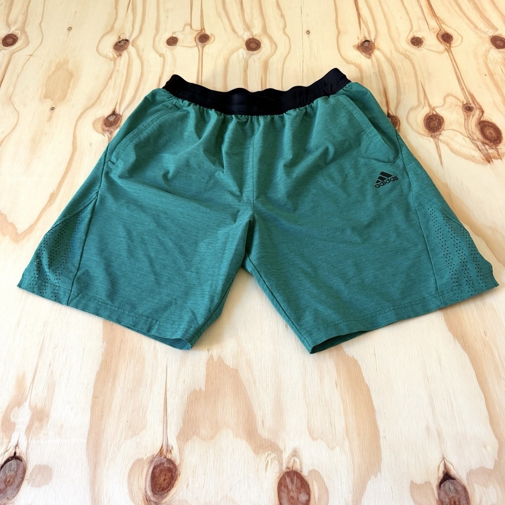 Adidas Performance Mens Shorts Size L Green Athletic Drawstring Workout Training